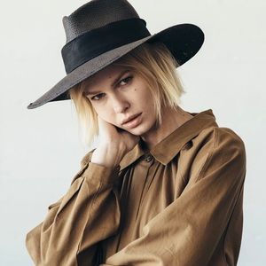 Janessa Leone Black Rose packable straw hat- size large